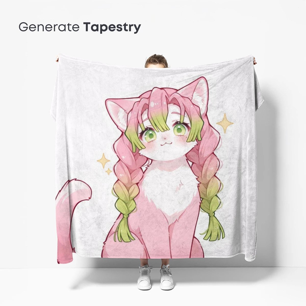 Charming Anime Cat with Braided Hair - Image 5