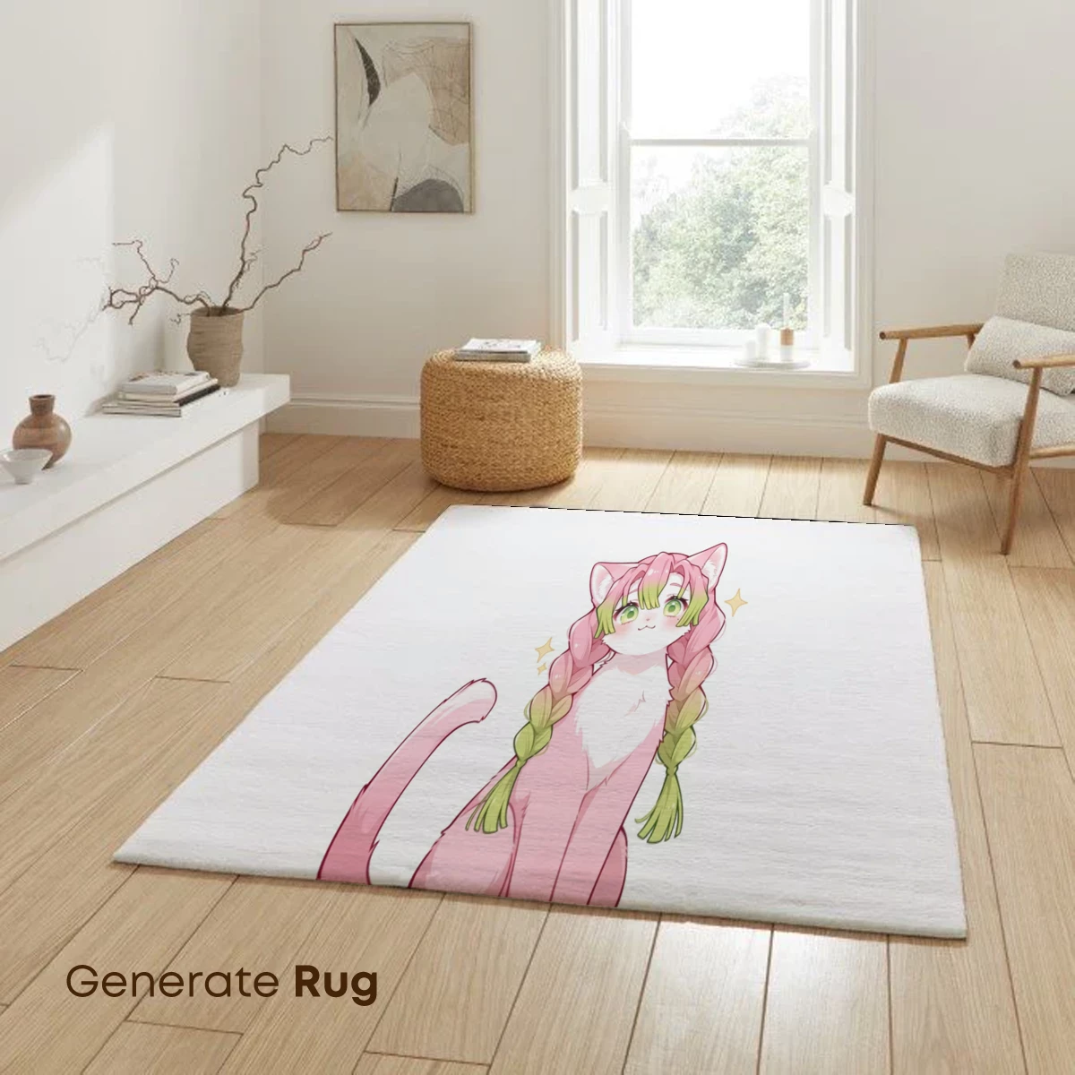 Charming Anime Cat with Braided Hair - Image 6