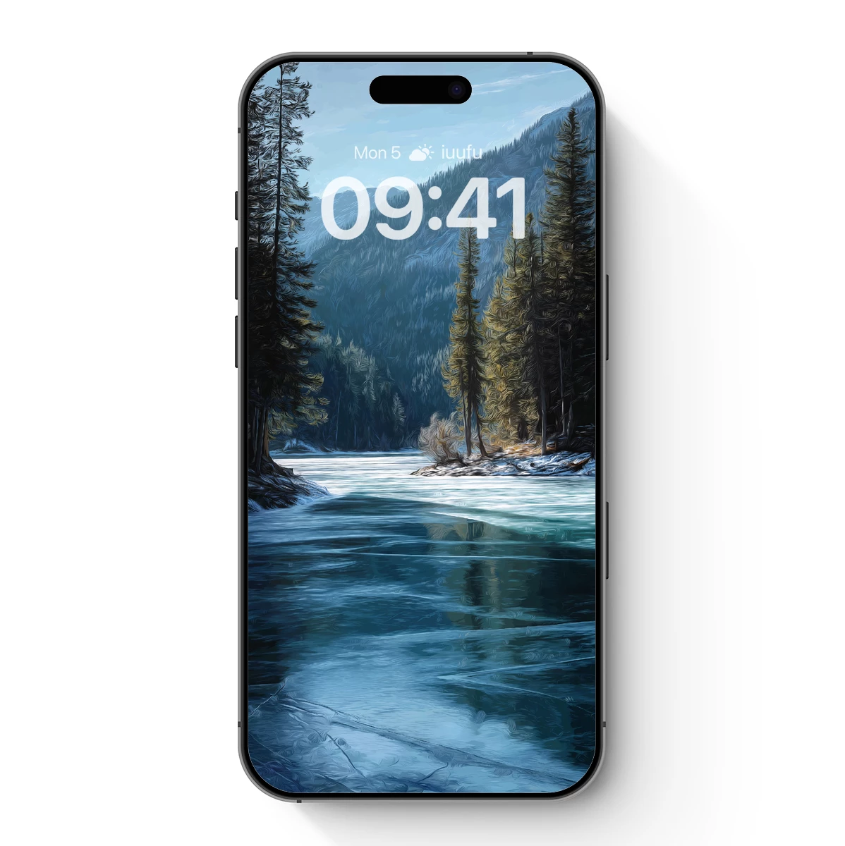 Frozen Lake Serenity in Alpine Forest