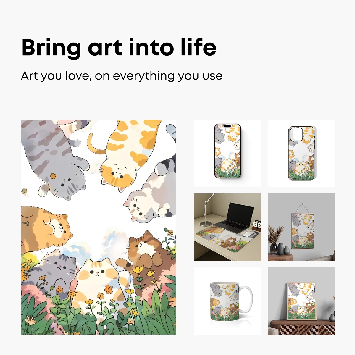 Cats in Floral Harmony: Whimsical Feline Gathering - Image 2