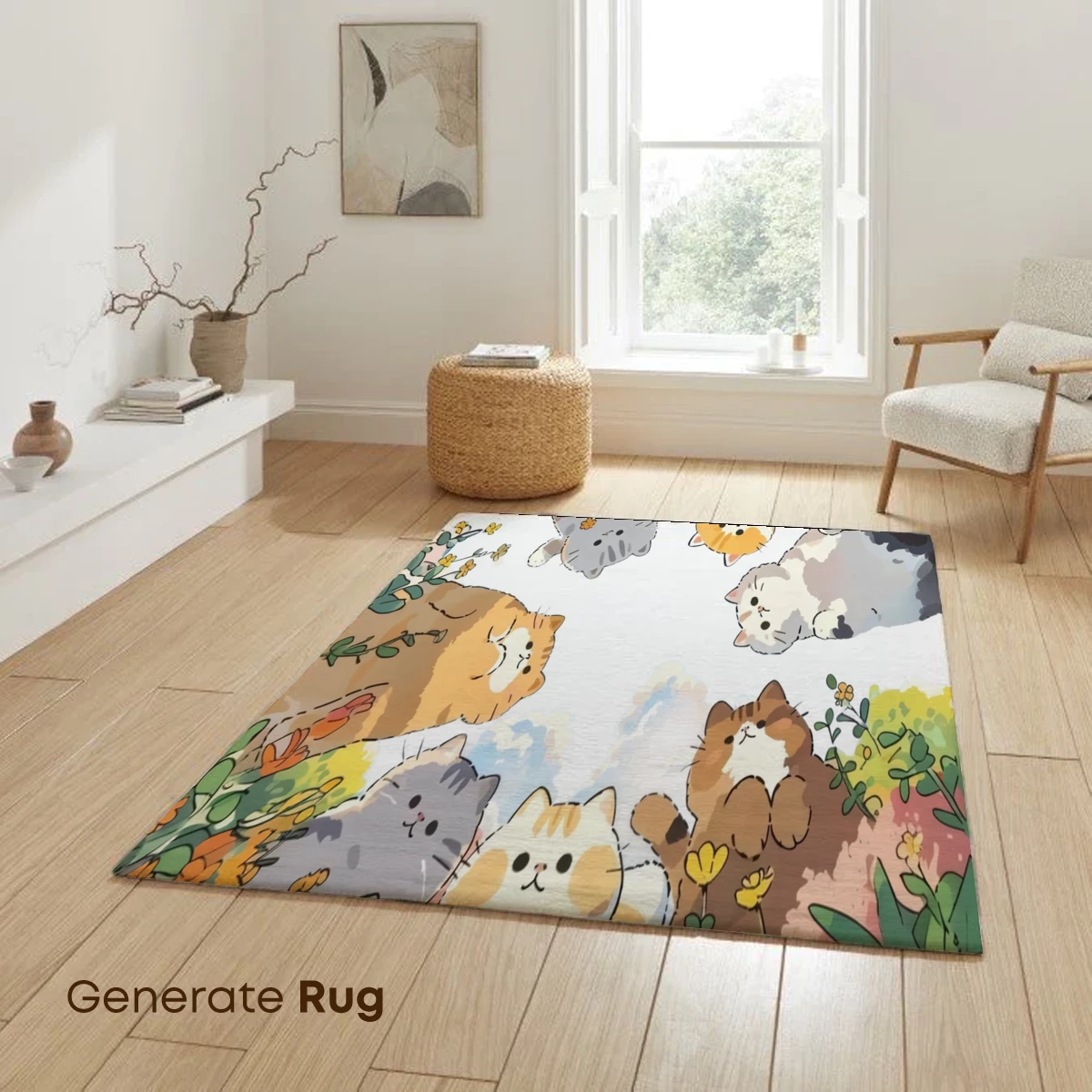 Cats in Floral Harmony: Whimsical Feline Gathering - Image 6