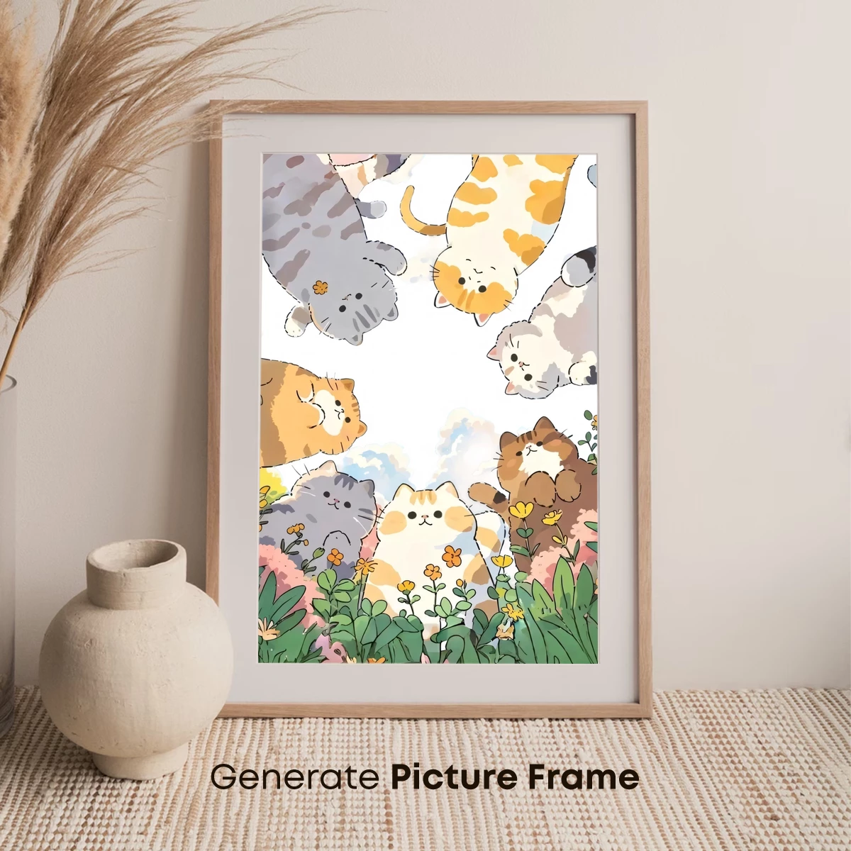 Cats in Floral Harmony: Whimsical Feline Gathering - Image 7