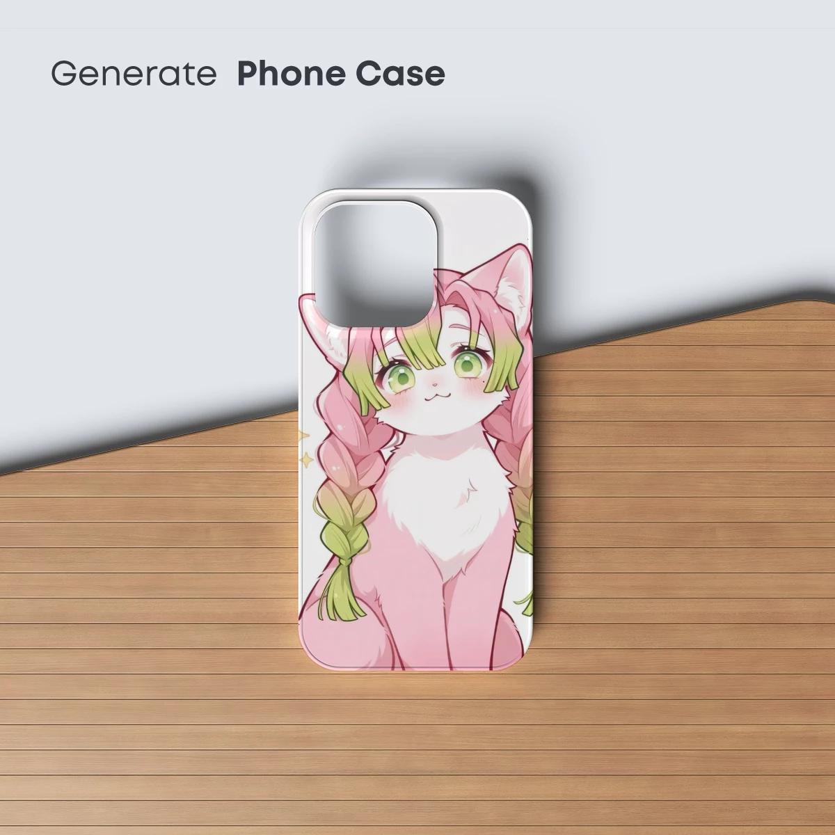 Charming Anime Cat with Braided Green Hair - Image 3
