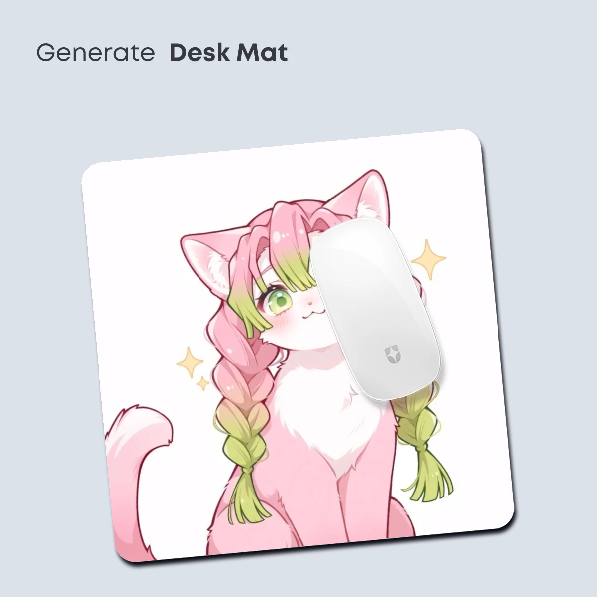 Charming Anime Cat with Braided Green Hair - Image 4
