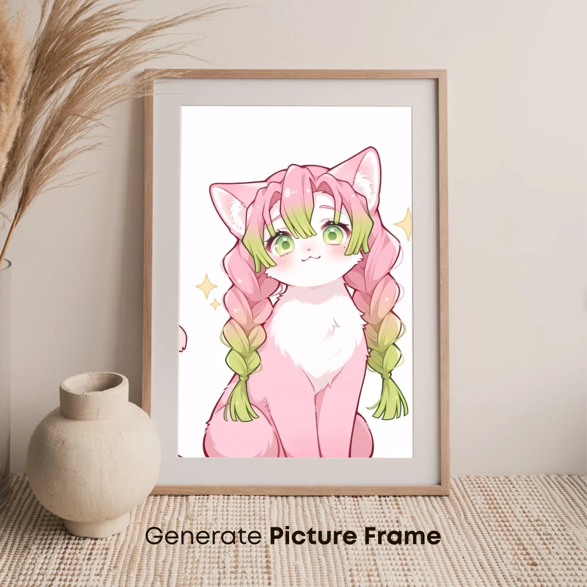 Charming Anime Cat with Braided Green Hair - Image 7