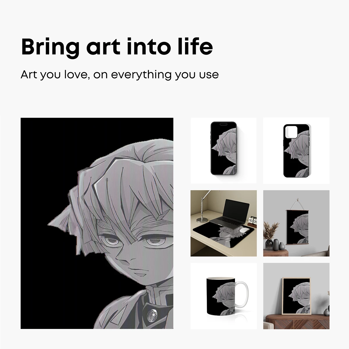 Monochrome Anime Warrior: Bold Lines and Intense Gaze - Image 2