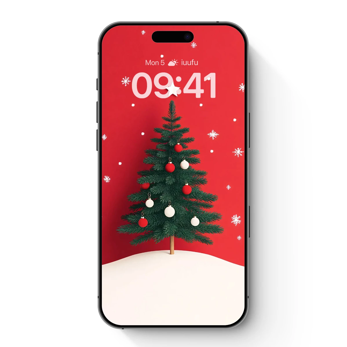 Festive Miniature Tree in Snowy Red Wonderland