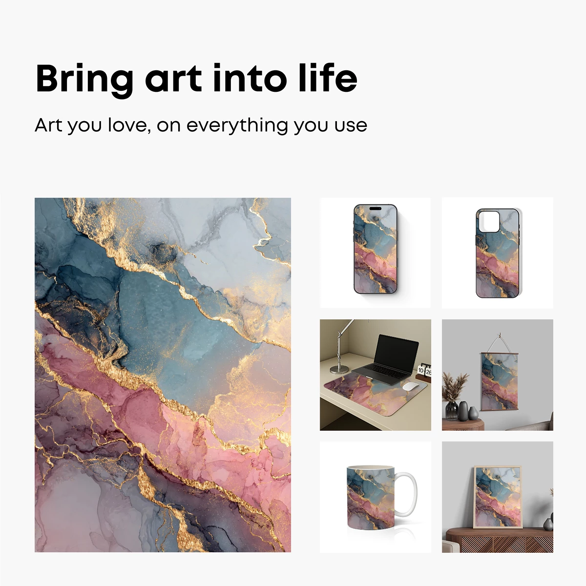 Ethereal Marble Dreamscape with Gold Veins - Image 2