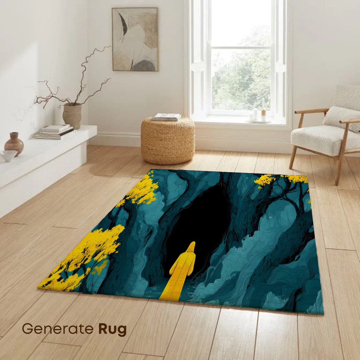 Mysterious Yellow Raincoat in a Dark Forest Tunnel - Image 6