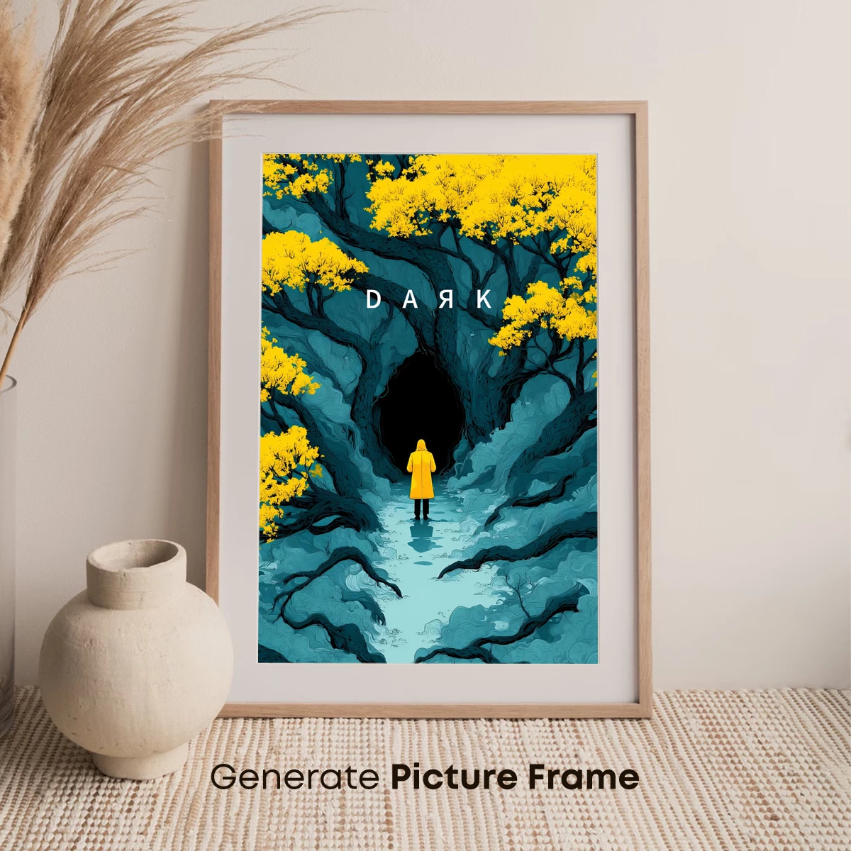 Mysterious Yellow Raincoat in a Dark Forest Tunnel - Image 7