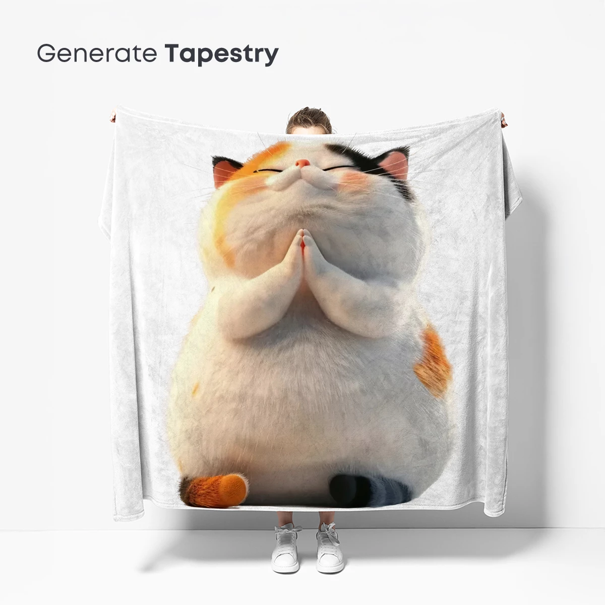 Chubby Cat in Prayer Pose: Whimsical Zen Art - Image 5
