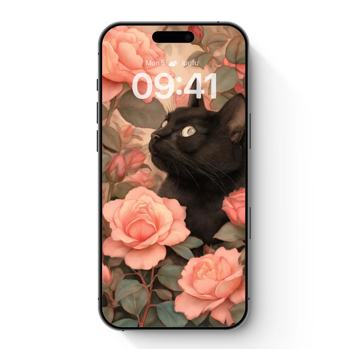 Black Cat in a Sea of Pink Roses: A Dreamlike Garden Portrait