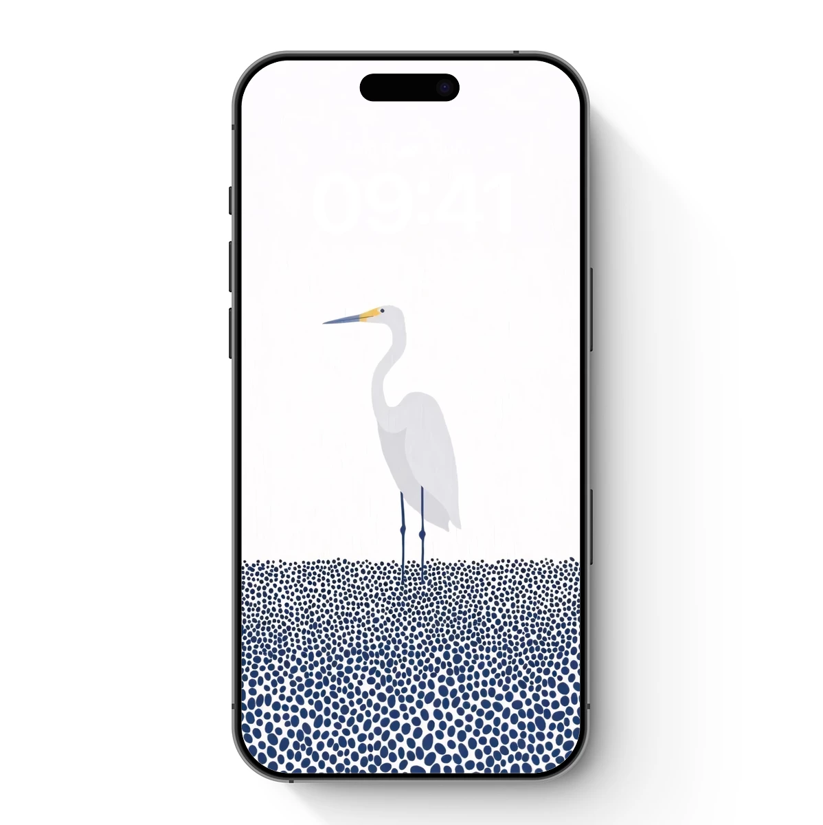 Elegant Egret in Dotted Serenity