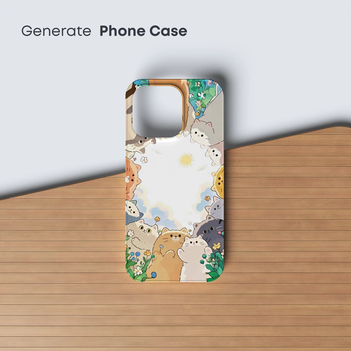 Cuddly Cats in a Floral Circle: Whimsical Artistry - Image 3