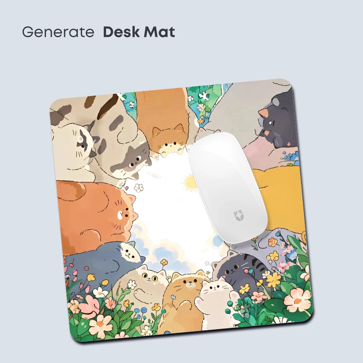 Cuddly Cats in a Floral Circle: Whimsical Artistry - Image 4