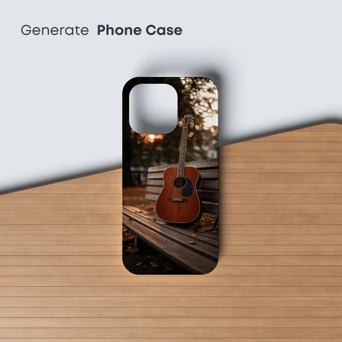 Guitar on a Bench: Autumn's Melody - Image 3