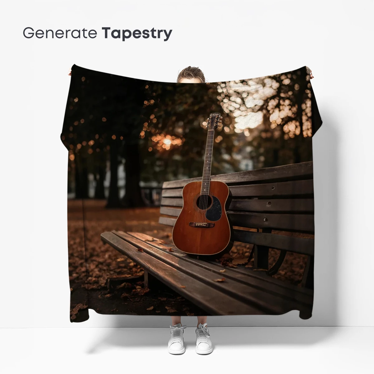 Guitar on a Bench: Autumn's Melody - Image 5