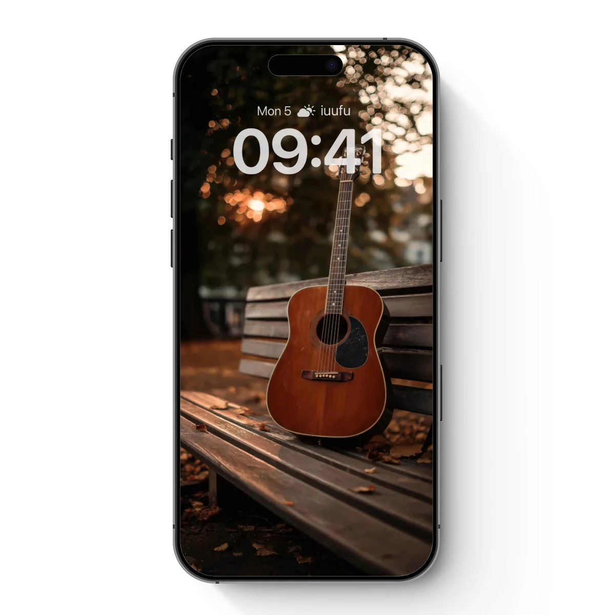 Guitar on a Bench: Autumn's Melody