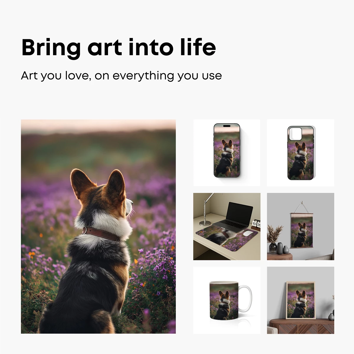 Corgi in a Sea of Purple Flowers - Image 2