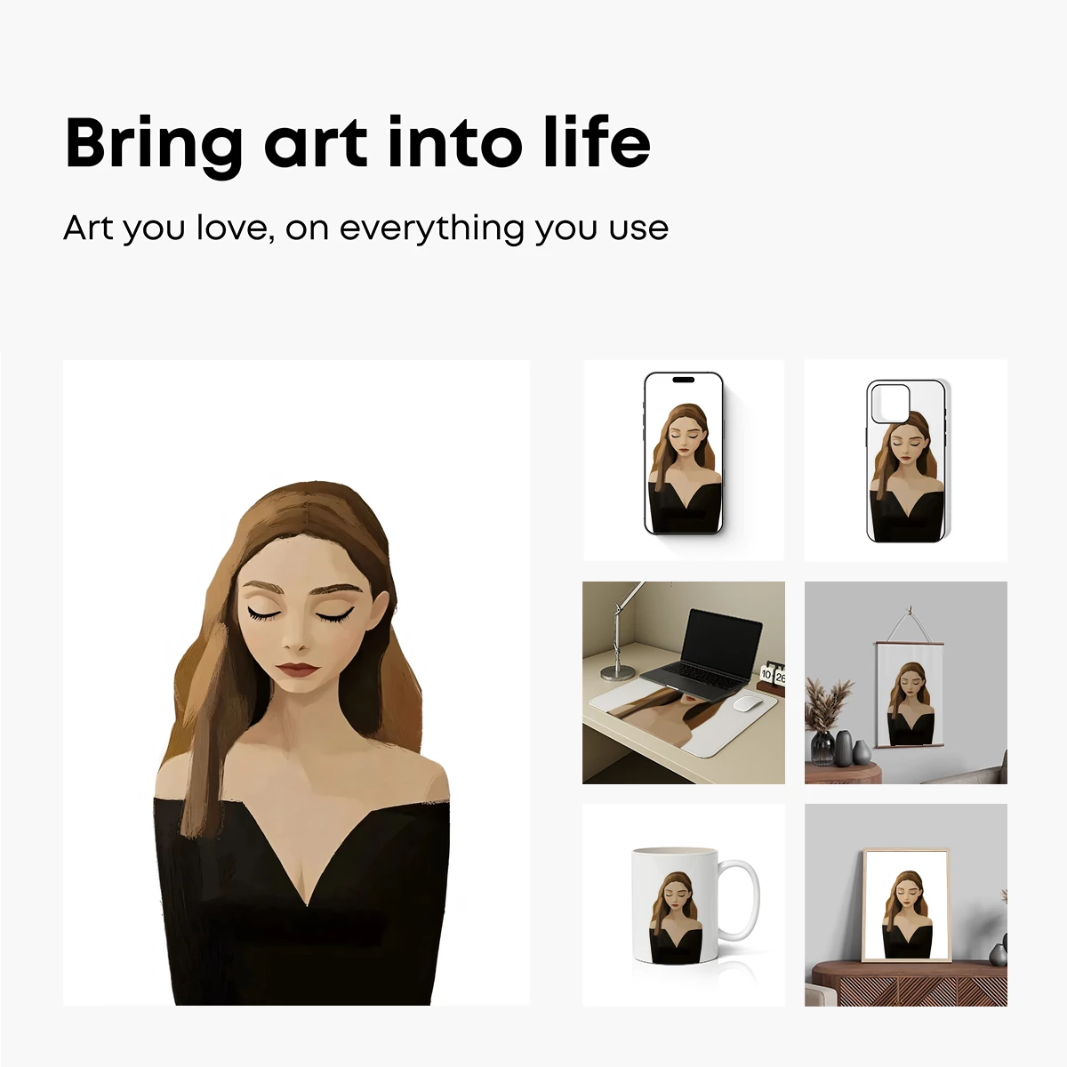 Elegant Serenity: Digital Portrait in Black Velvet - Image 2