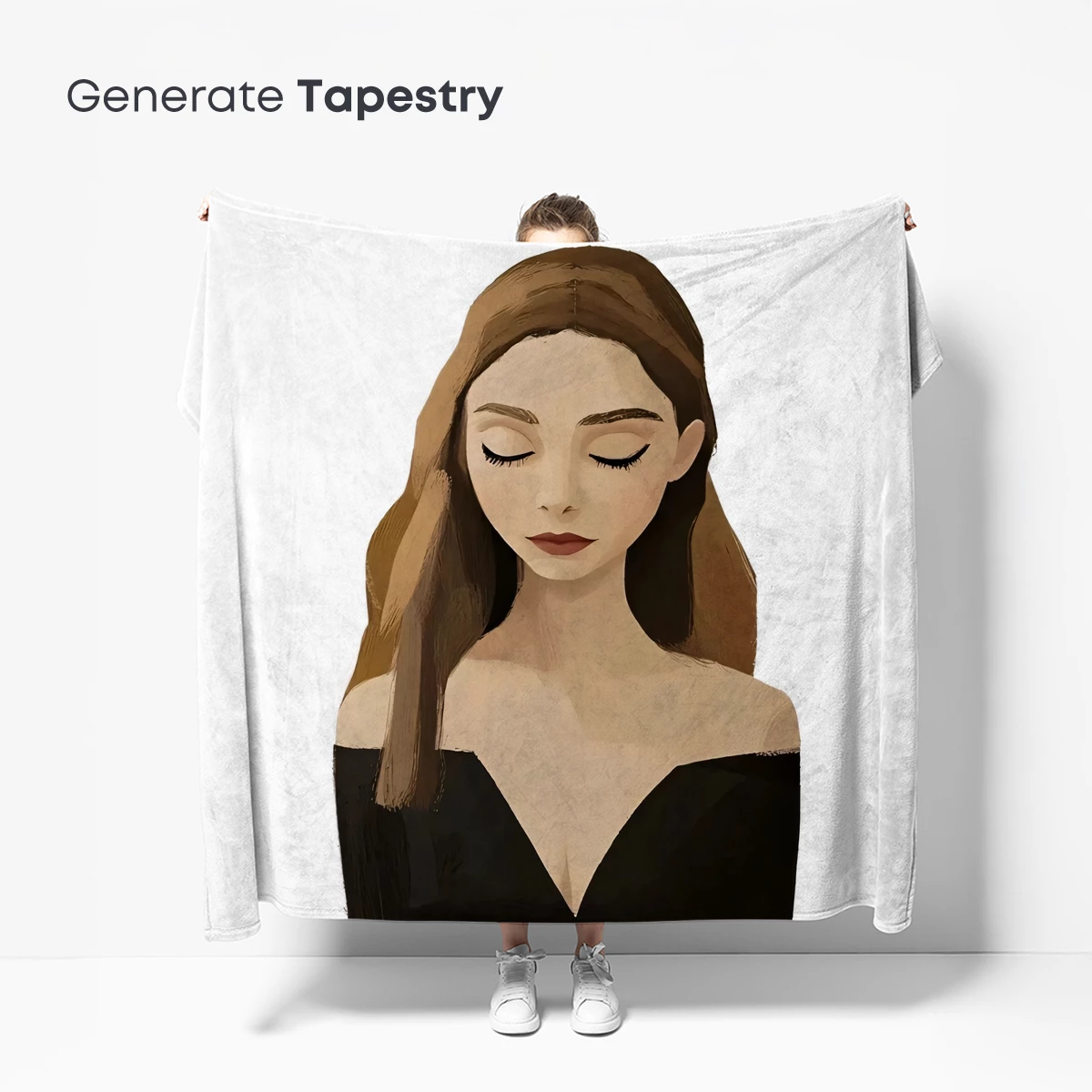 Elegant Serenity: Digital Portrait in Black Velvet - Image 5