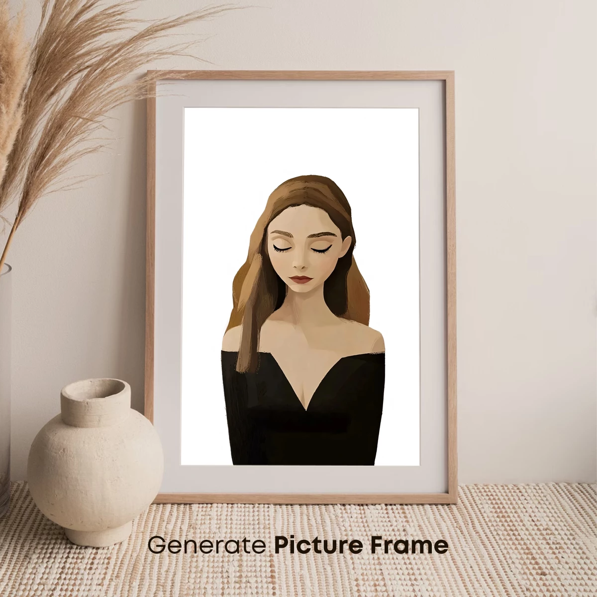 Elegant Serenity: Digital Portrait in Black Velvet - Image 7