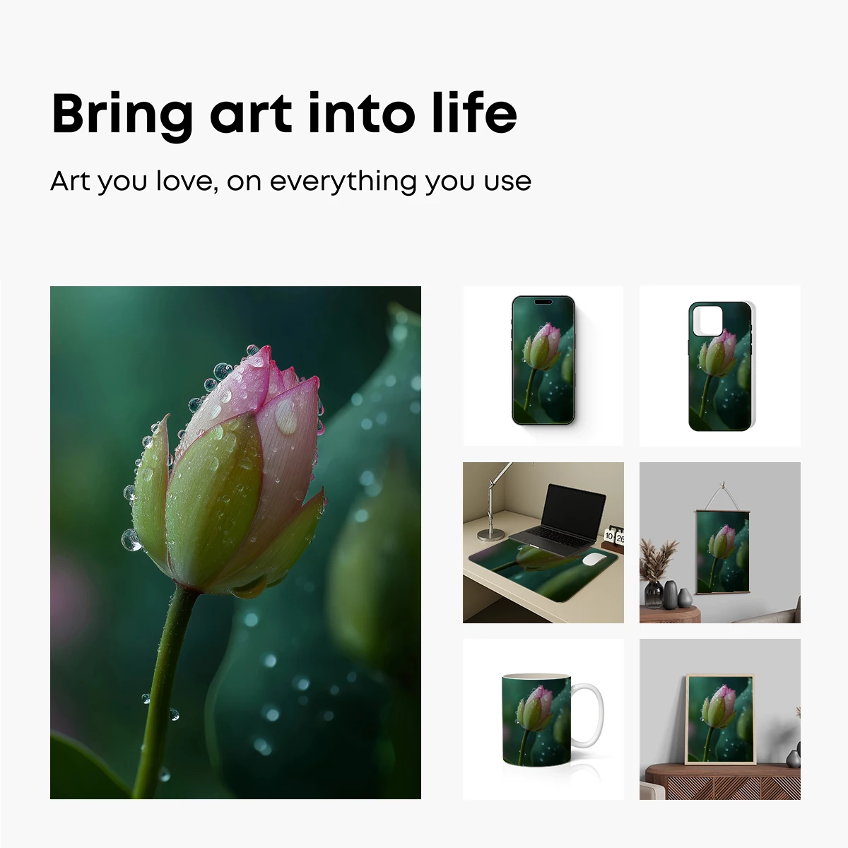 Dew-Kissed Lotus Bud in Morning Stillness - Image 2