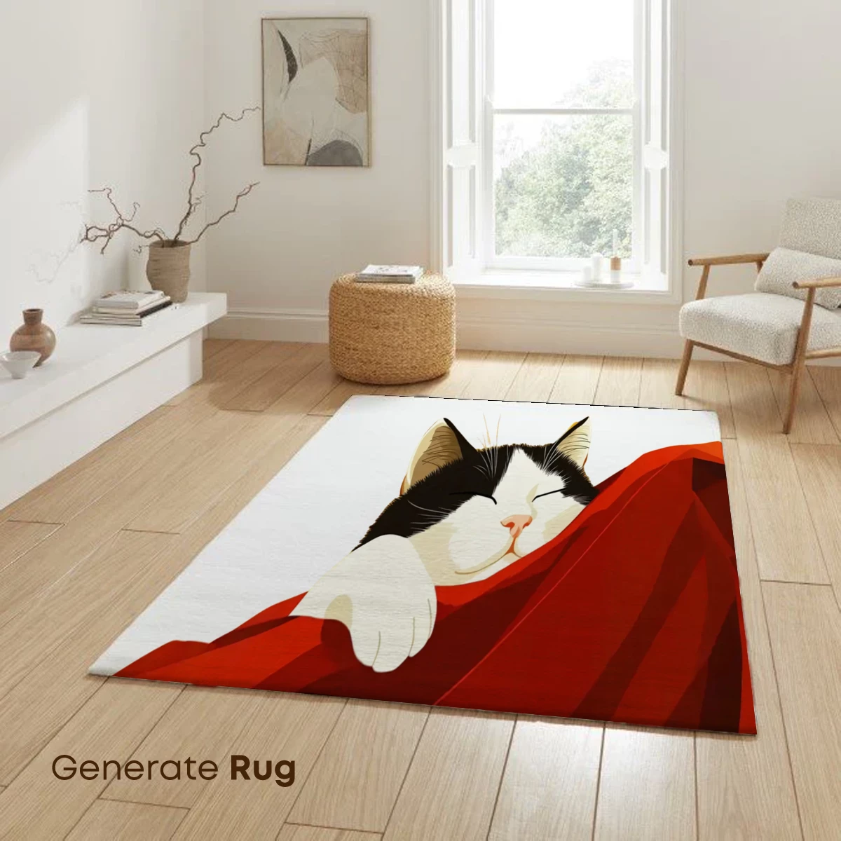 Cozy Cat in Crimson: A Whimsical Nap - Image 6
