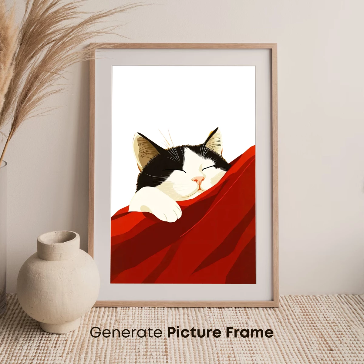 Cozy Cat in Crimson: A Whimsical Nap - Image 7