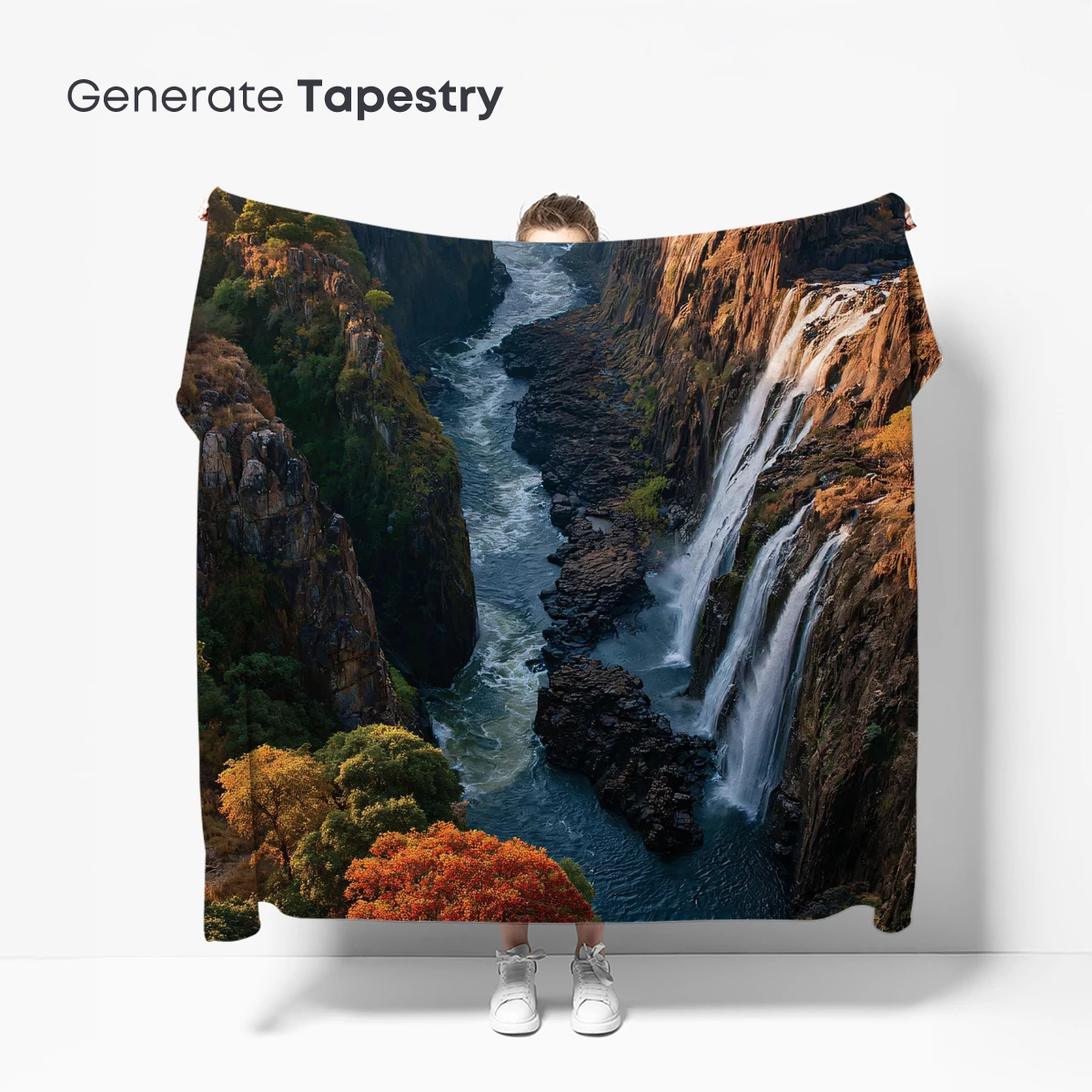 Majestic Canyon Waterfalls in Autumn Light - Image 5