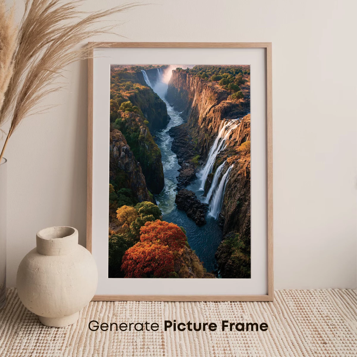 Majestic Canyon Waterfalls in Autumn Light - Image 7