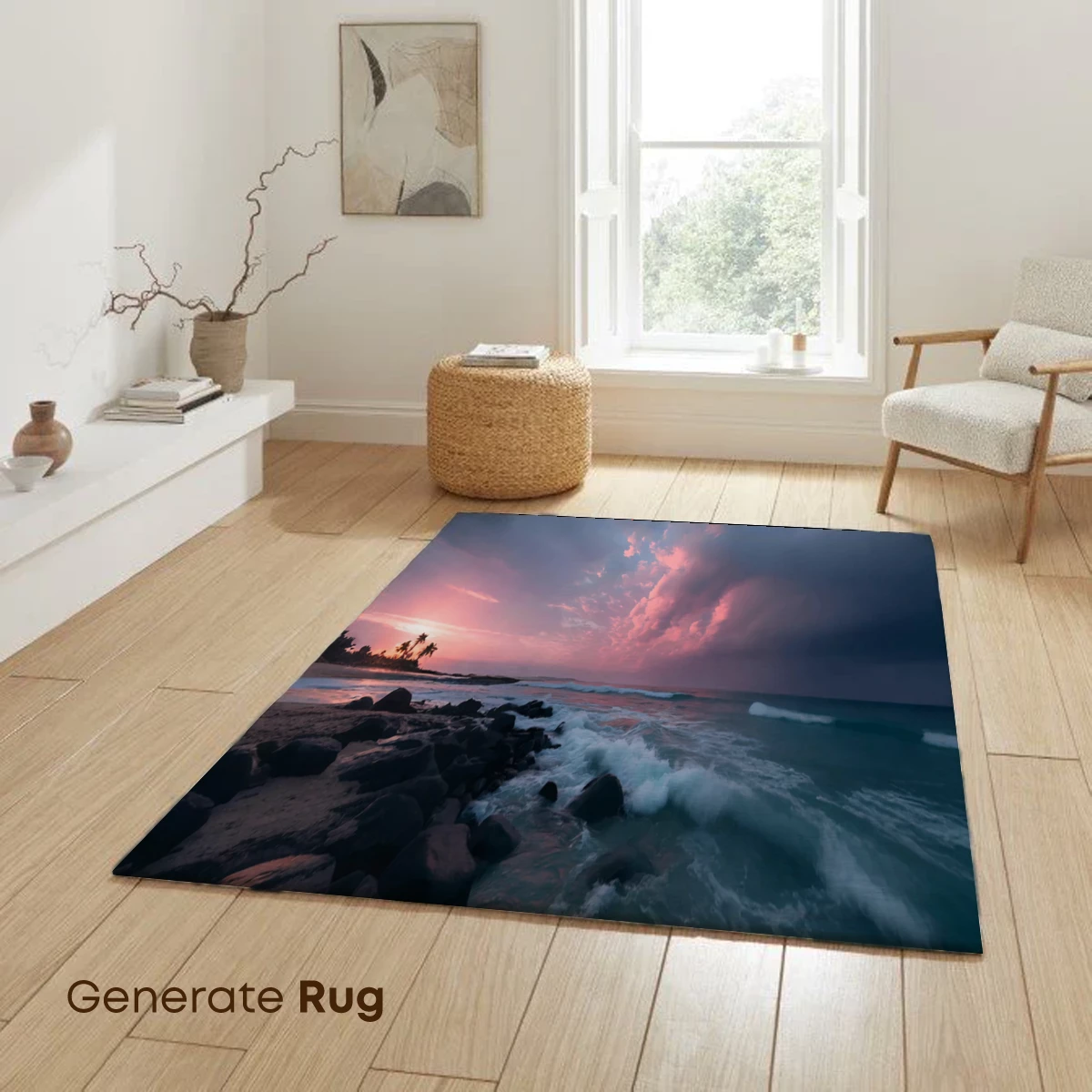 Crimson Horizon: Stormy Sunset Over Turquoise Waves - Image 6