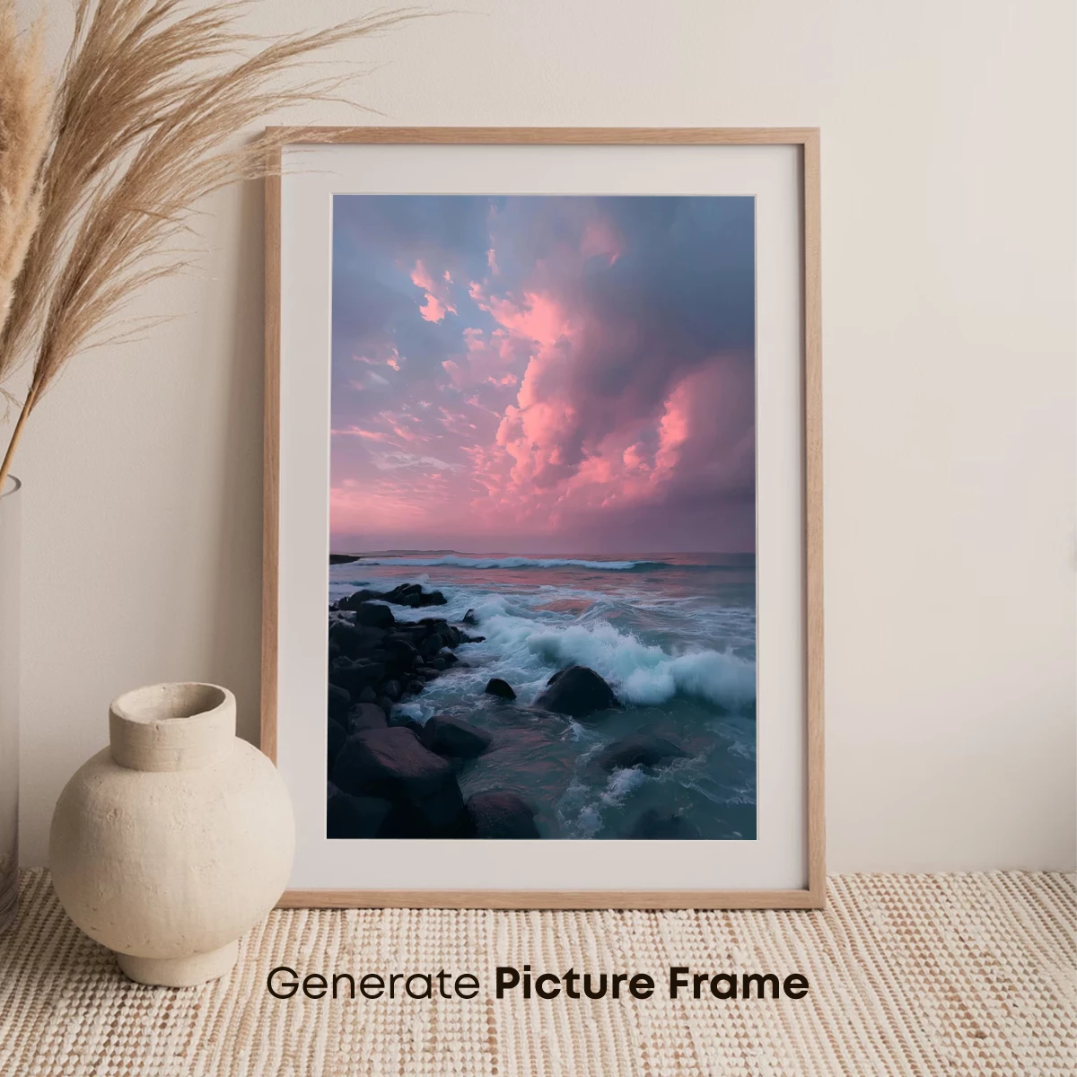 Crimson Horizon: Stormy Sunset Over Turquoise Waves - Image 7