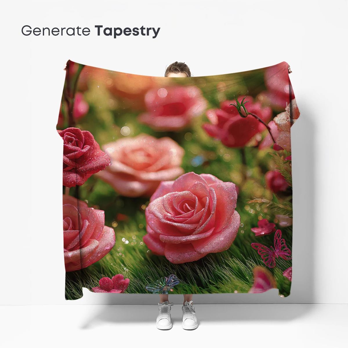 Enchanted Rose Garden: Dreamlike Florals with Sparkling Butterflies - Image 5