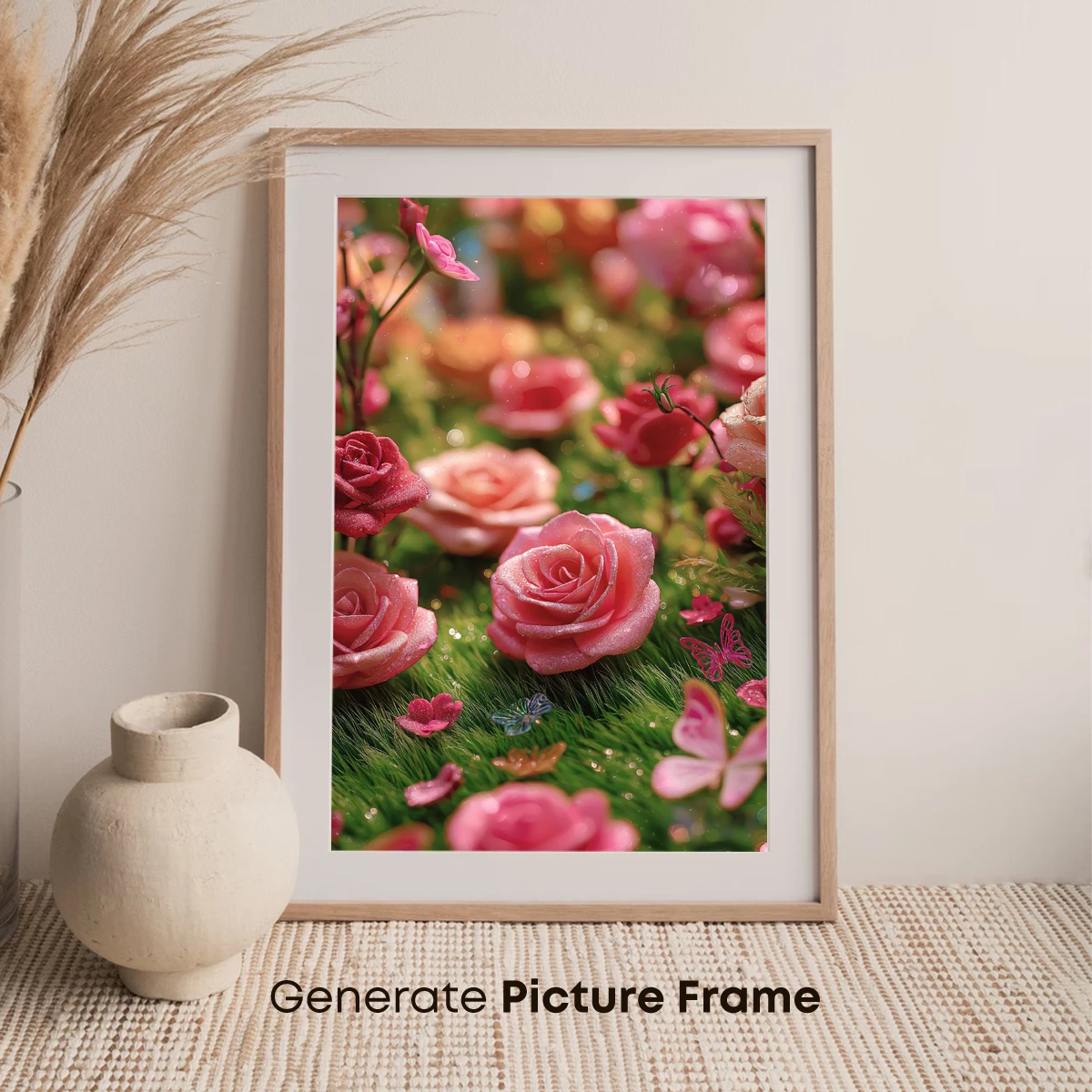 Enchanted Rose Garden: Dreamlike Florals with Sparkling Butterflies - Image 7