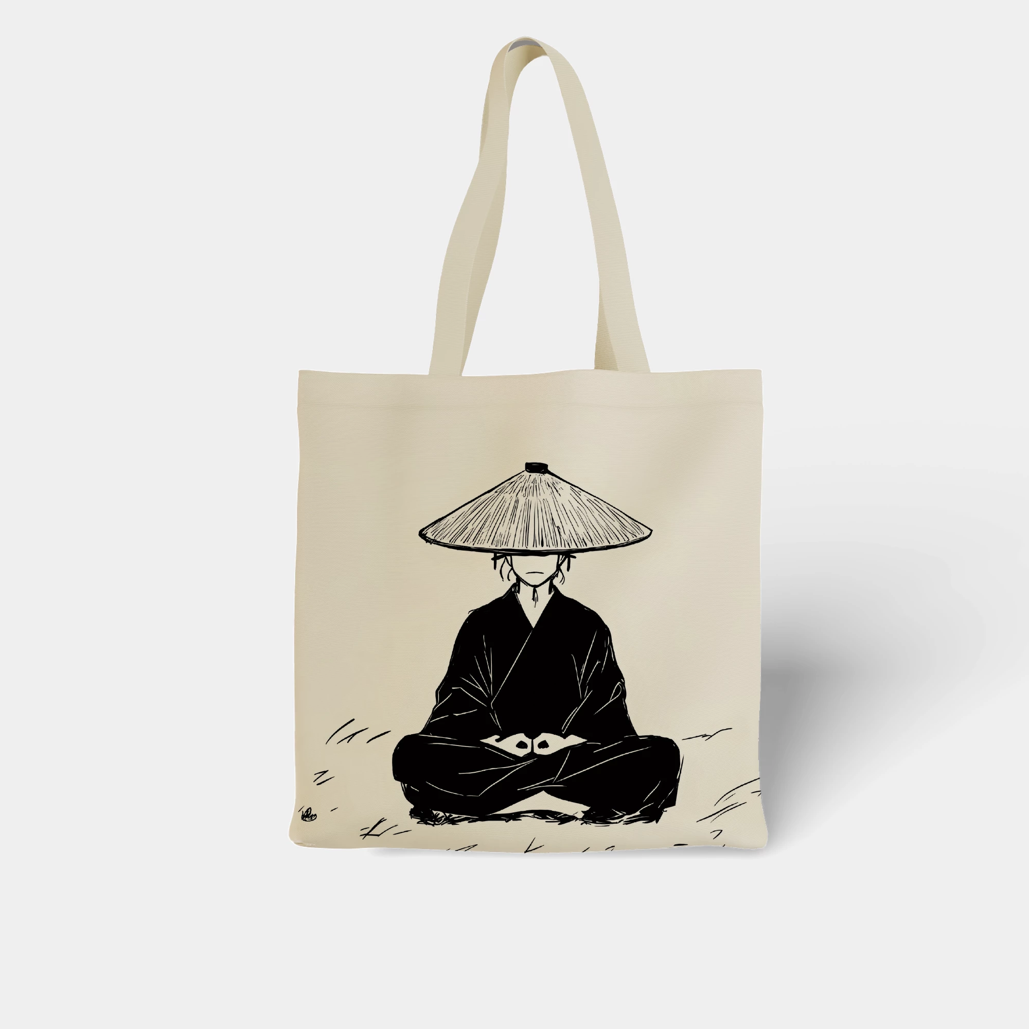 Zen Monk in Ink Style Canvas Bag