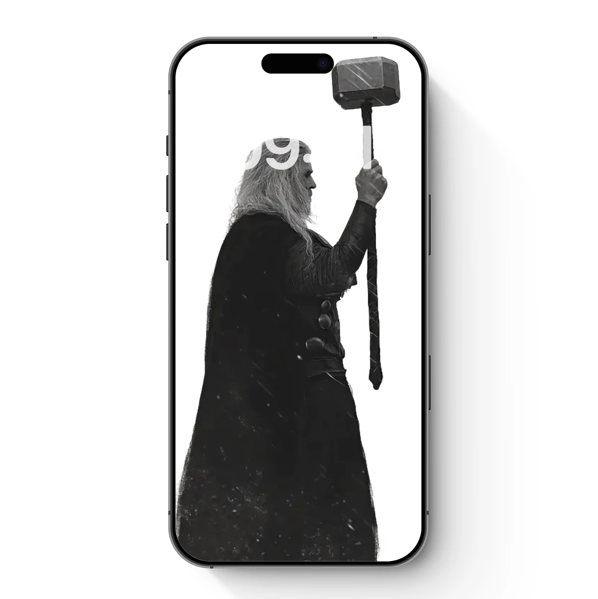 Epic Warrior with Mjolnir: Monochrome Fantasy