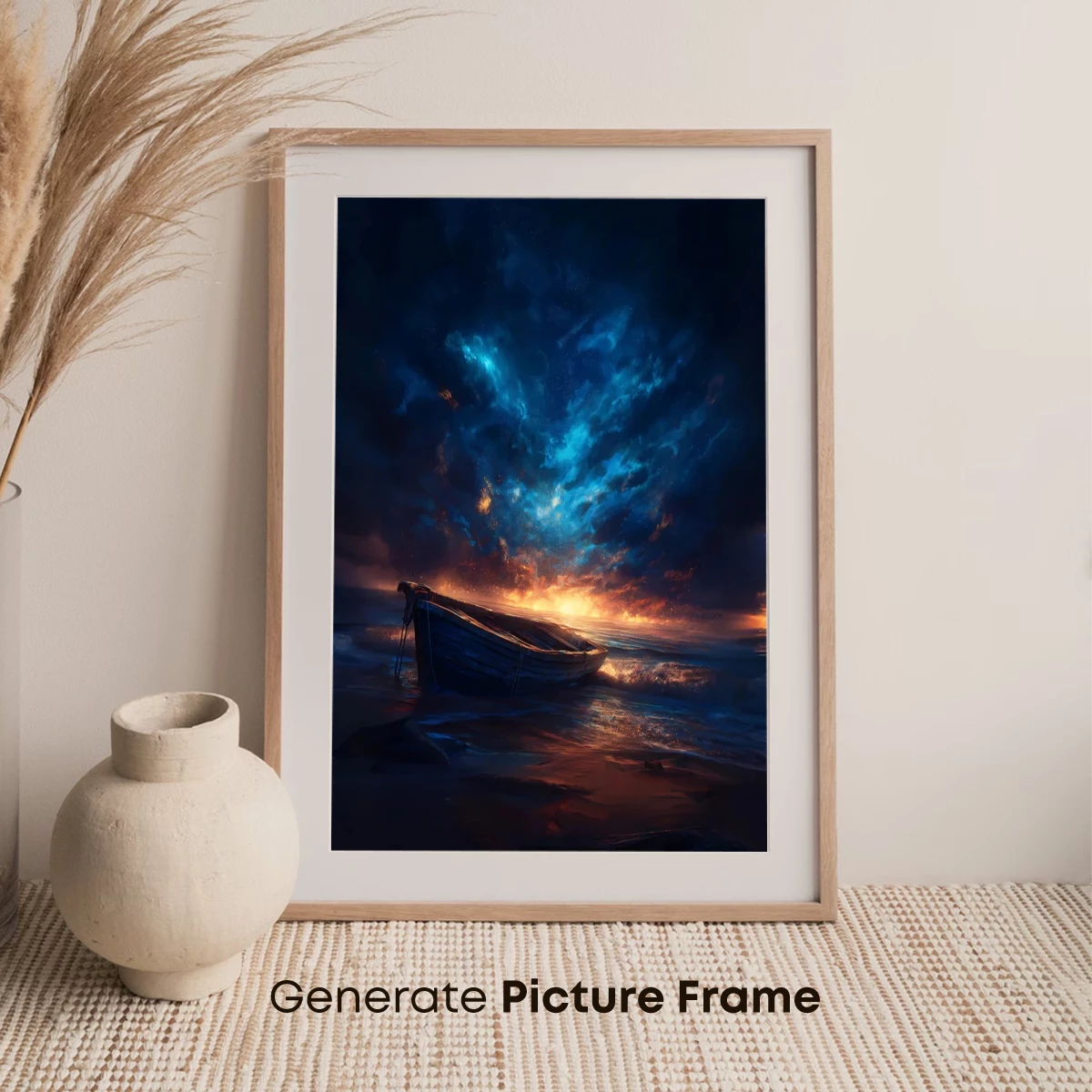 Ethereal Twilight: Solitary Boat Under a Stormy Sky - Image 7