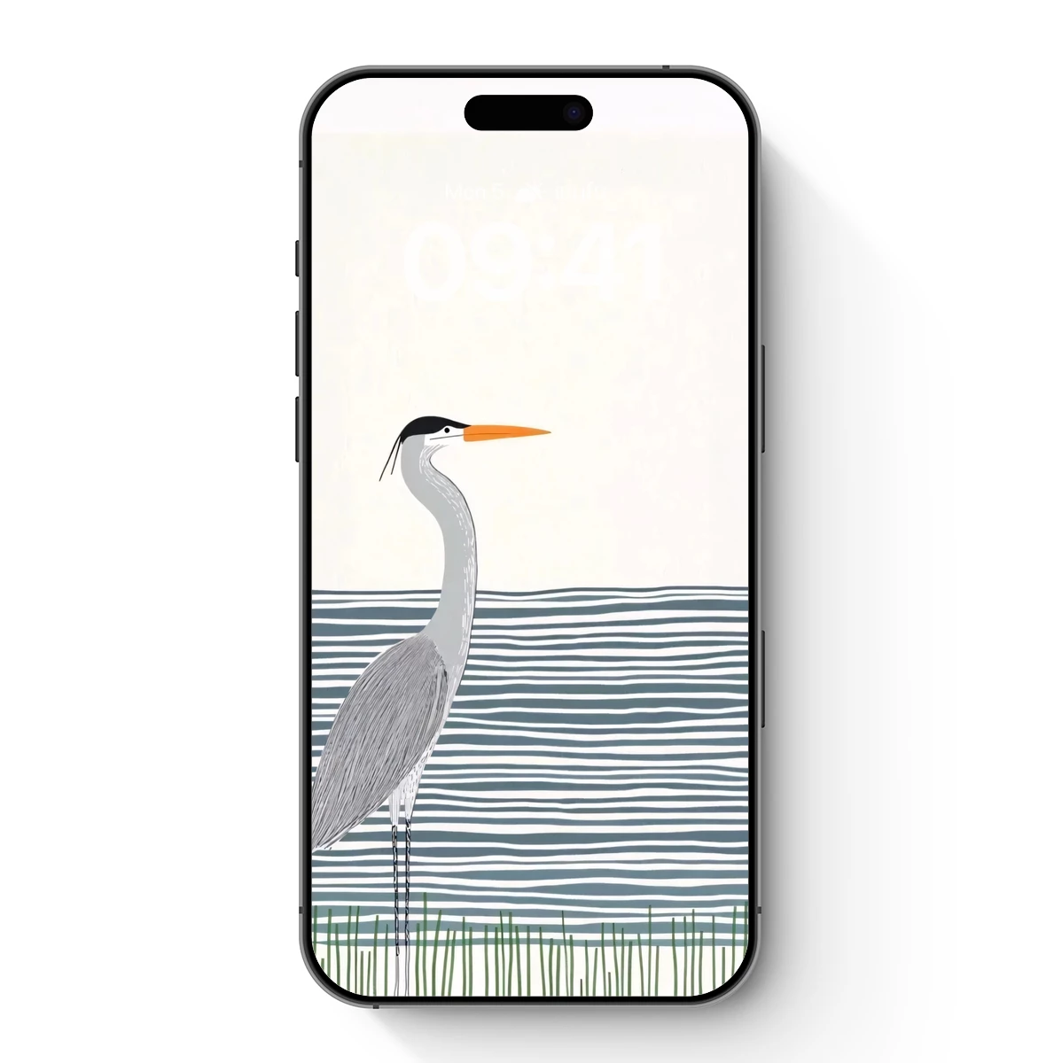 Elegant Heron by the Striped Shore Elegant Heron by the Striped Shore