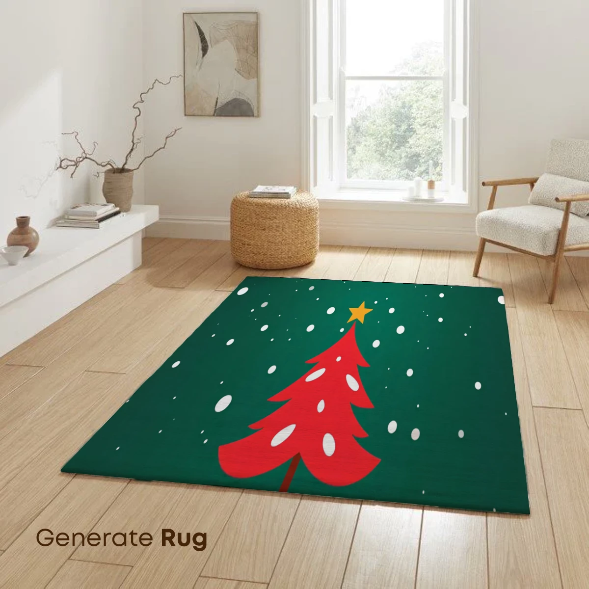Festive Red Tree in Snowfall - Image 6