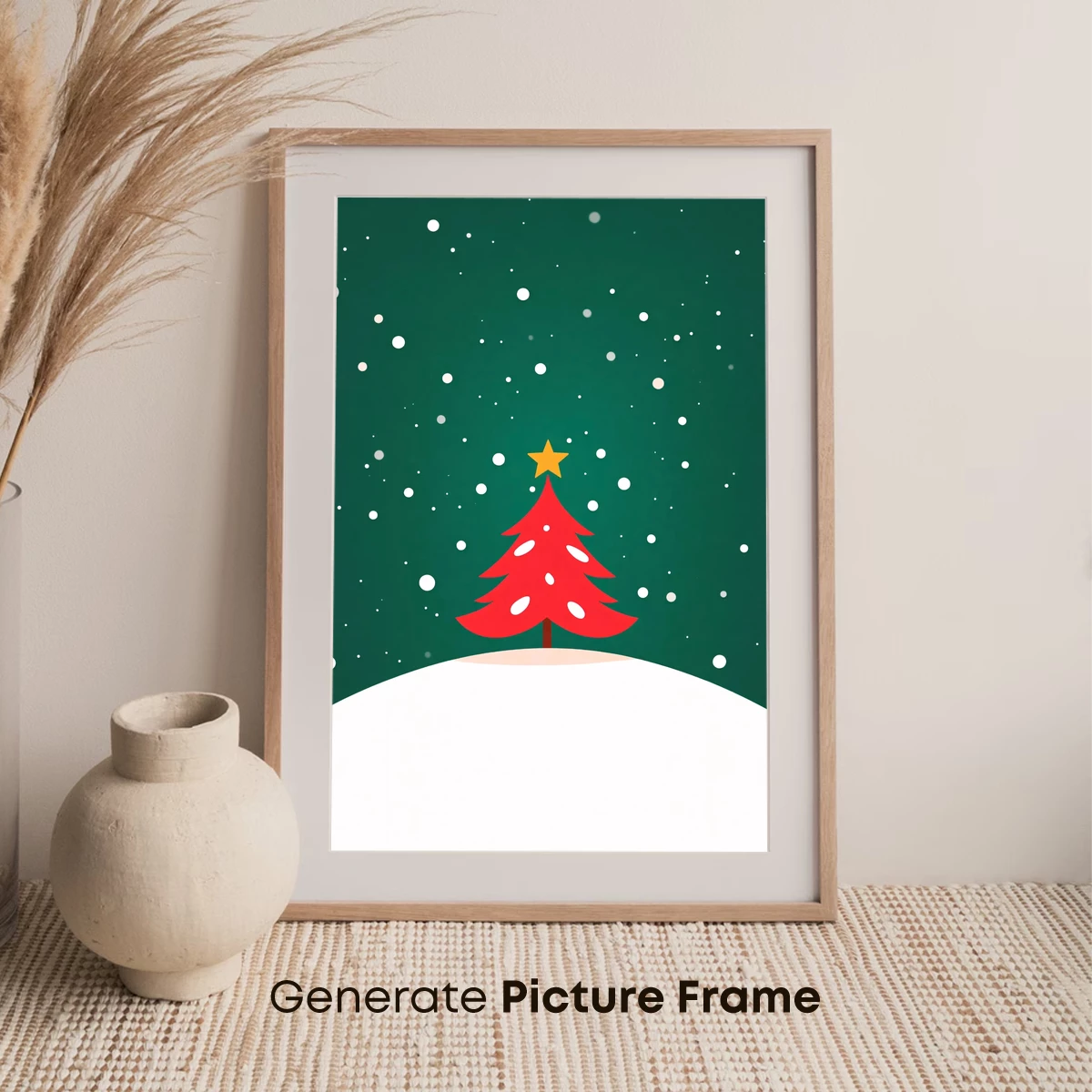 Festive Red Tree in Snowfall - Image 7
