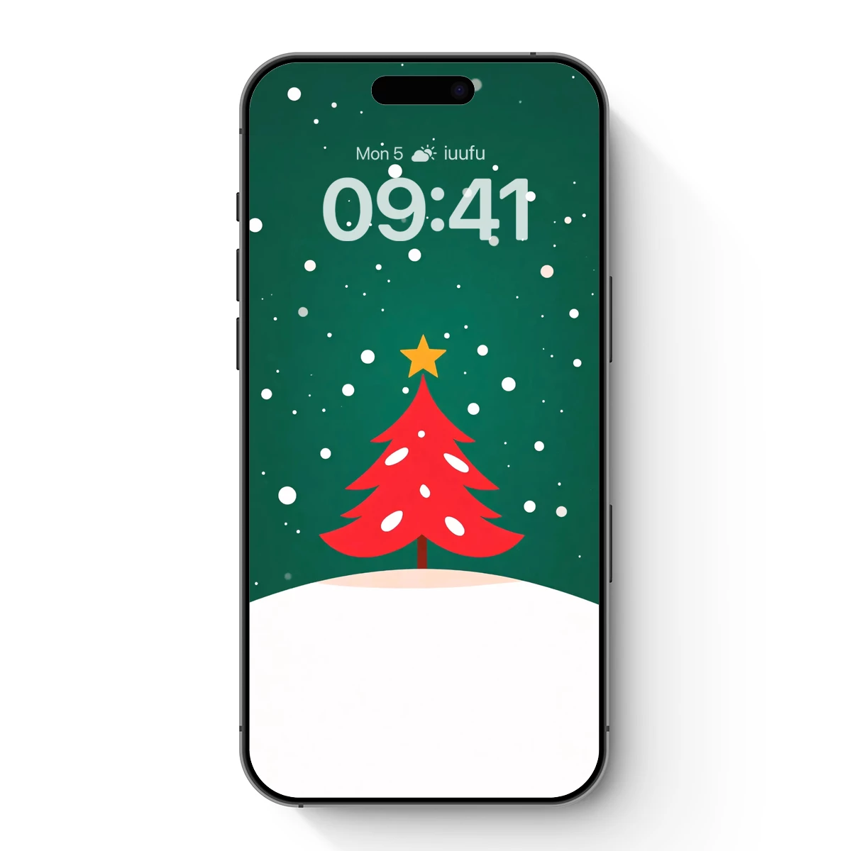 Festive Red Tree in Snowfall