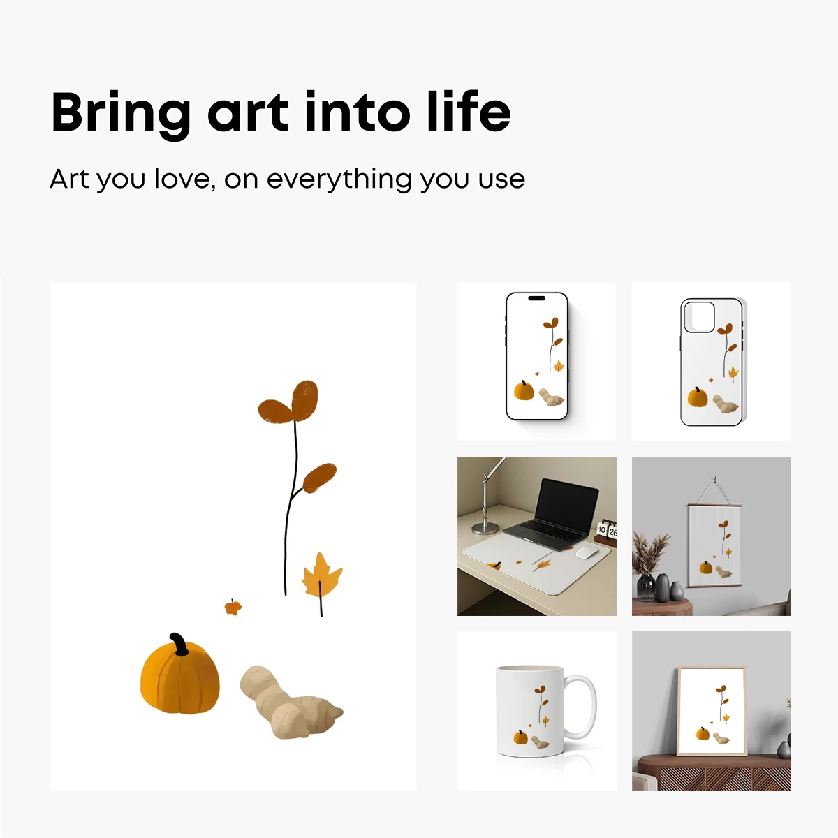 Autumn Whimsy: Pumpkin, Gourds, and Falling Leaves - Image 2