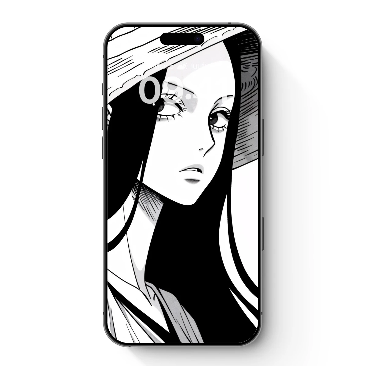 Manga Muse in Straw Hat: Monochrome Elegance