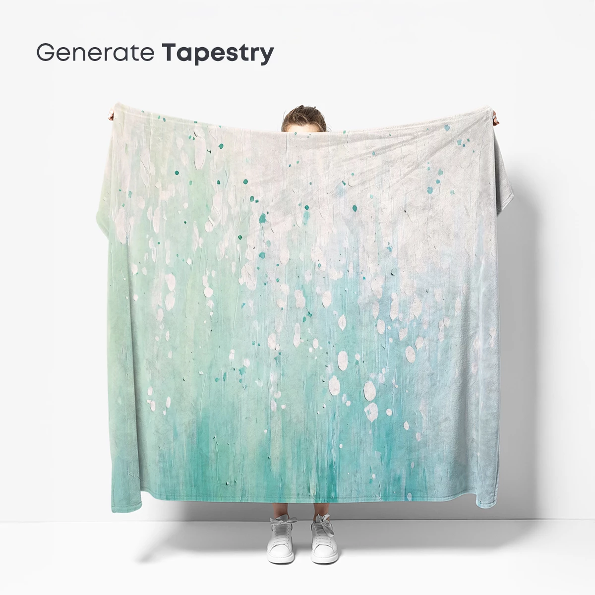 Aqua Serenity: Abstract Speckled Canvas - Image 5