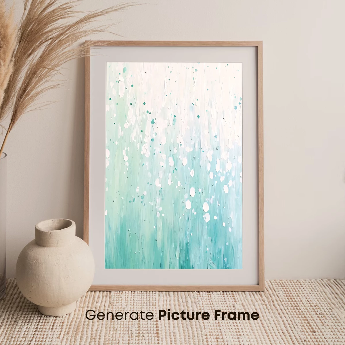 Aqua Serenity: Abstract Speckled Canvas - Image 7
