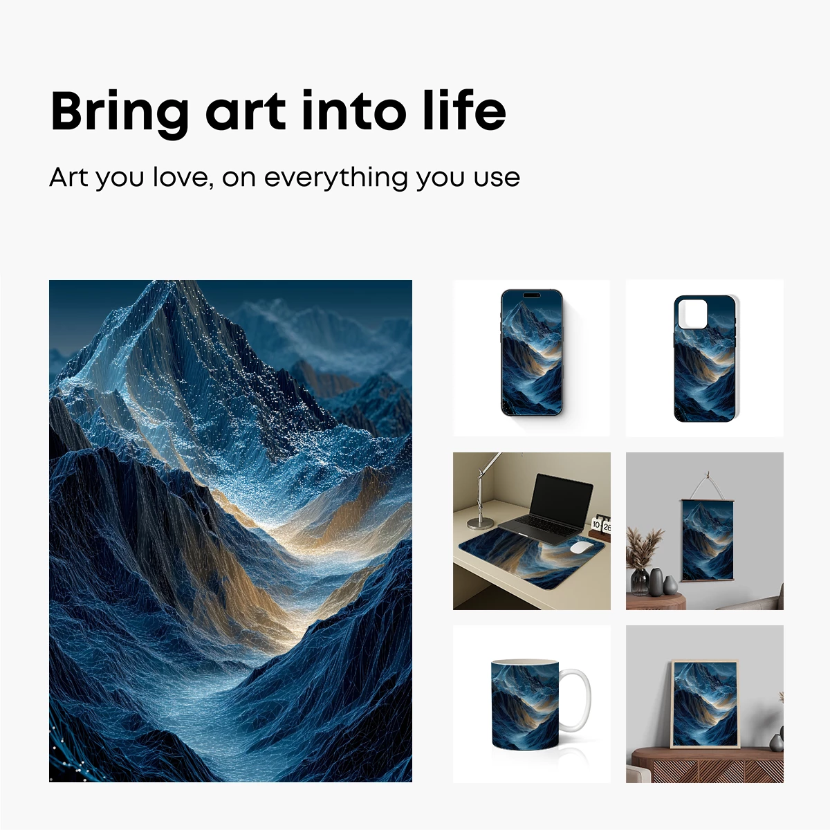 Cryo-Geometric Mountain Peaks in Ethereal Blue - Image 2