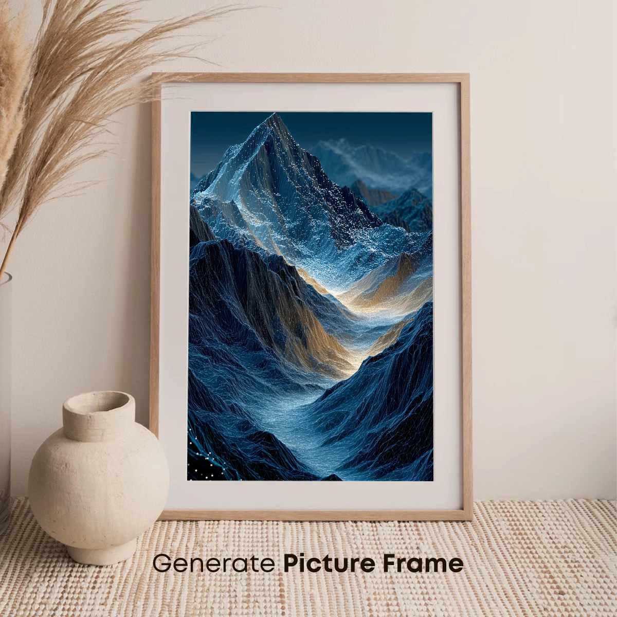 Cryo-Geometric Mountain Peaks in Ethereal Blue - Image 7