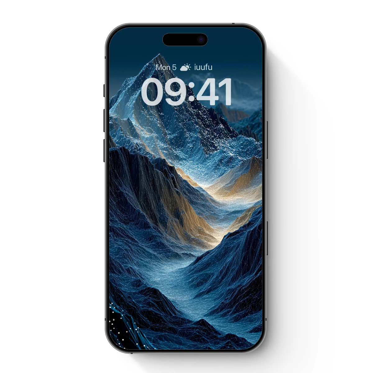 Cryo-Geometric Mountain Peaks in Ethereal Blue