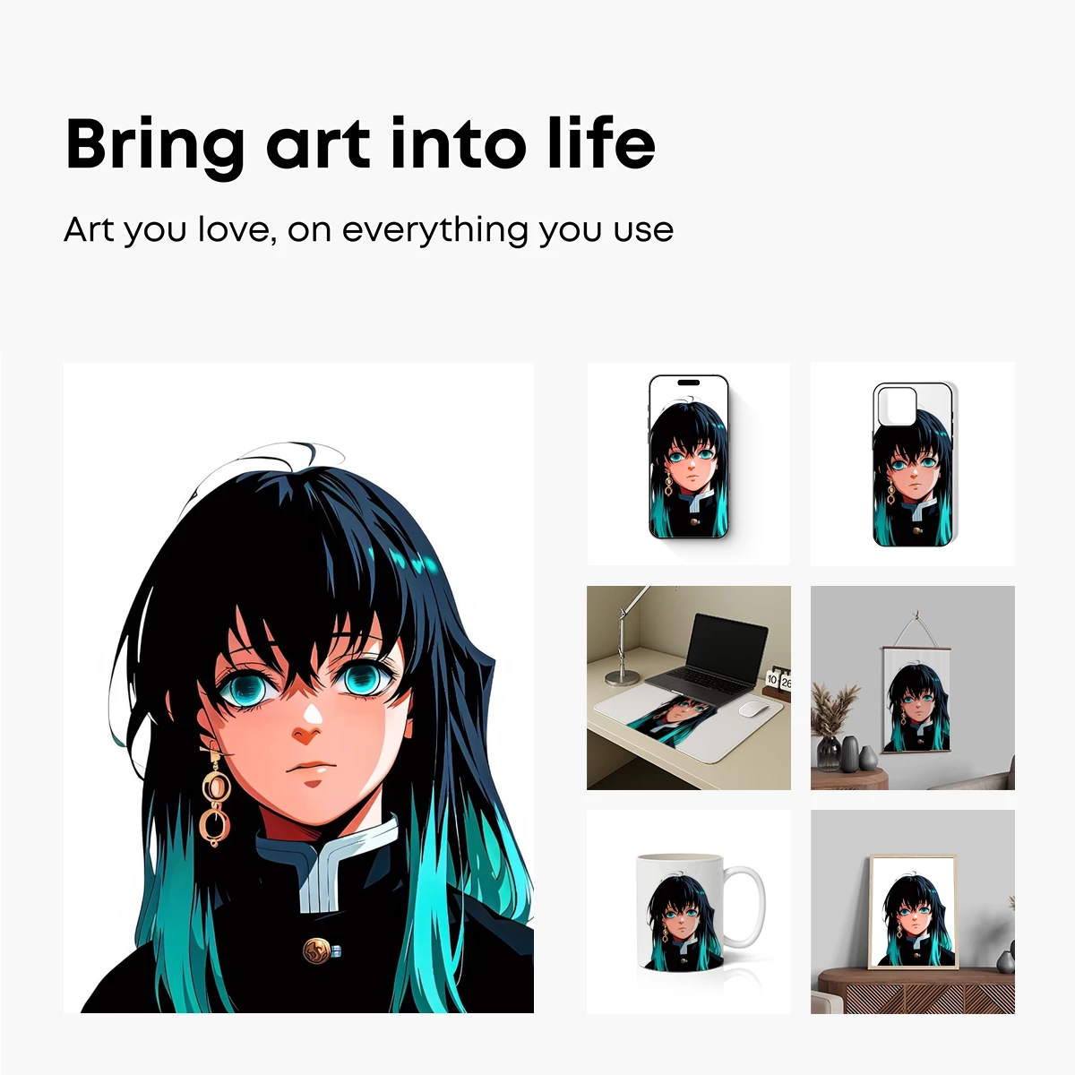 Ethereal Anime Muse with Turquoise Highlights - Image 2